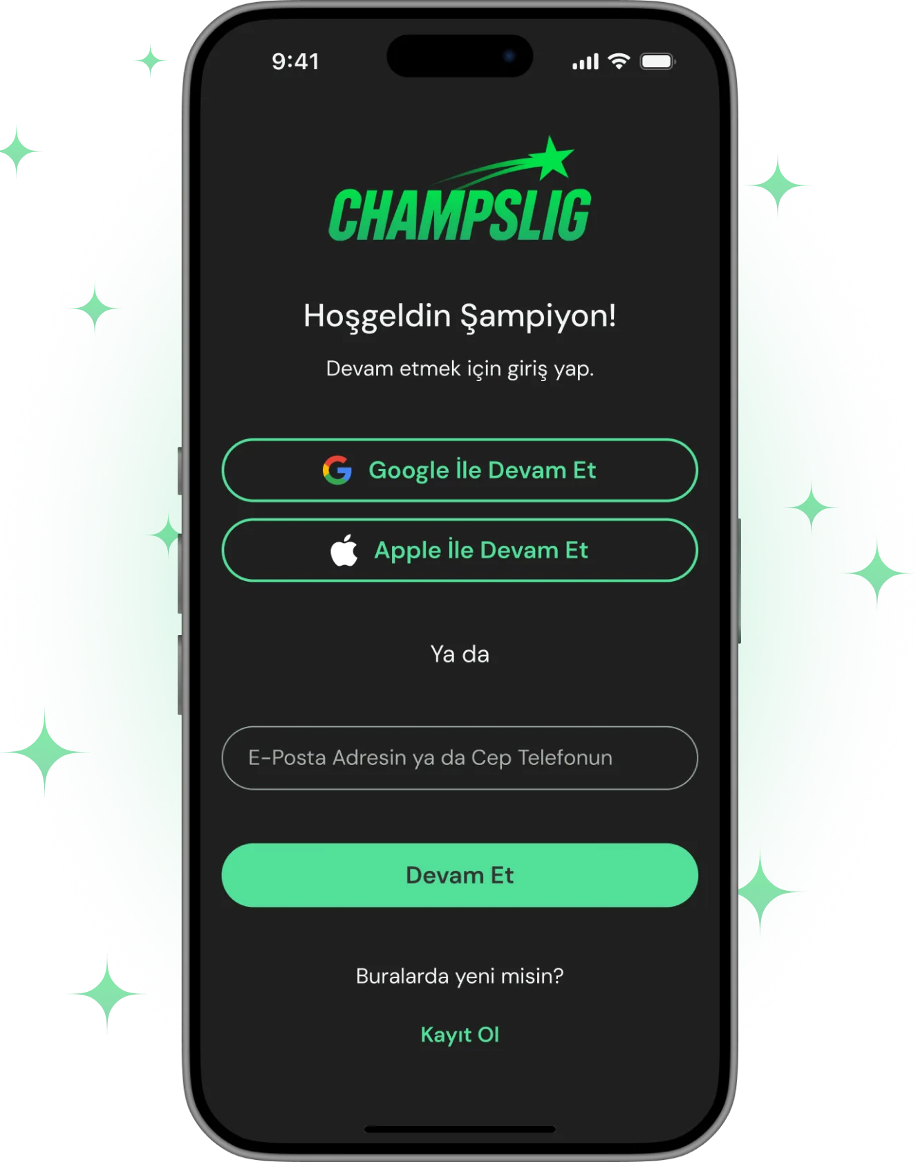 Champslig Giriş Ekranı Tasarımı