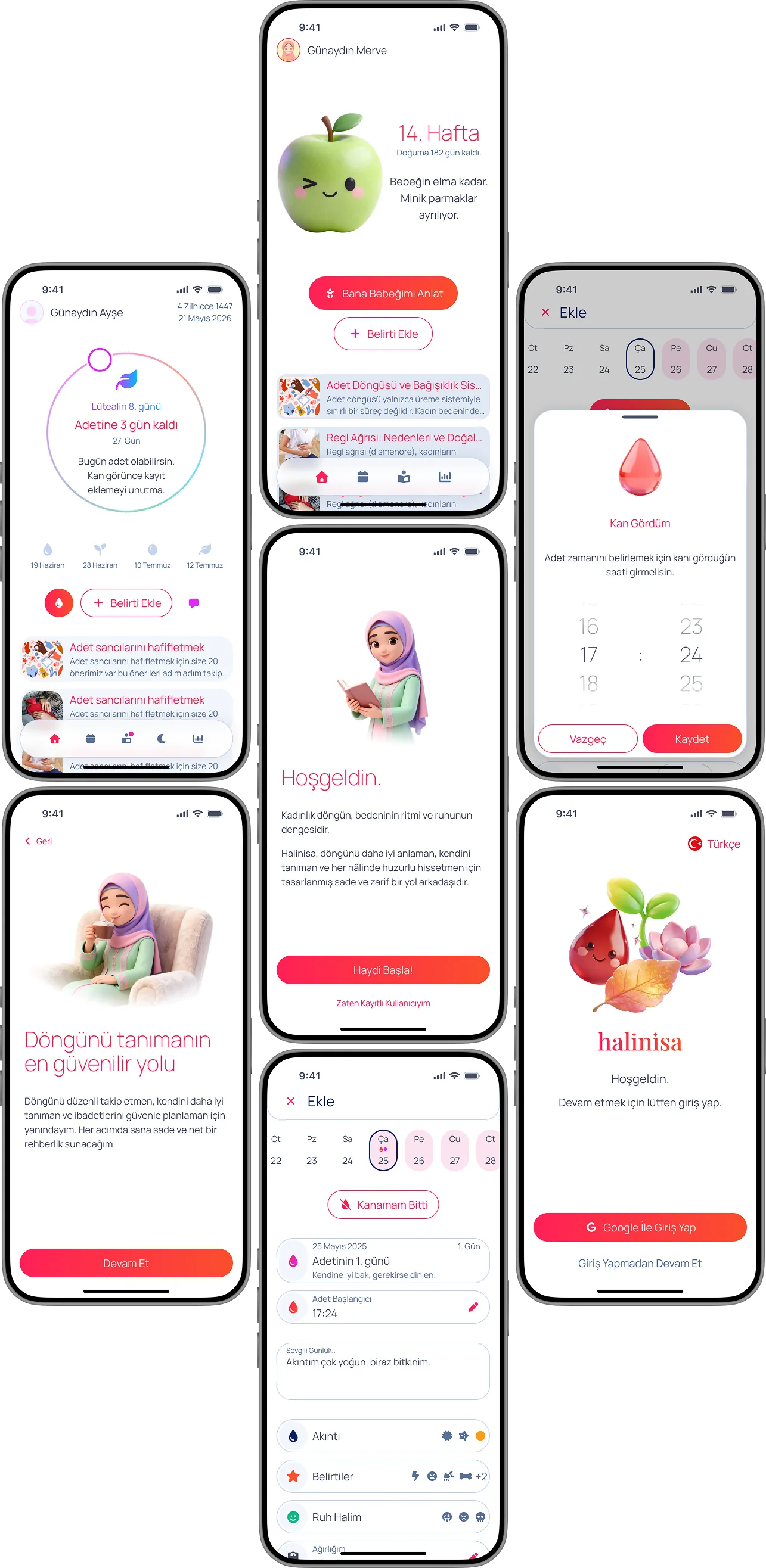 Halinisa Döngü Takibi UI/UX Ekran Tasarımları