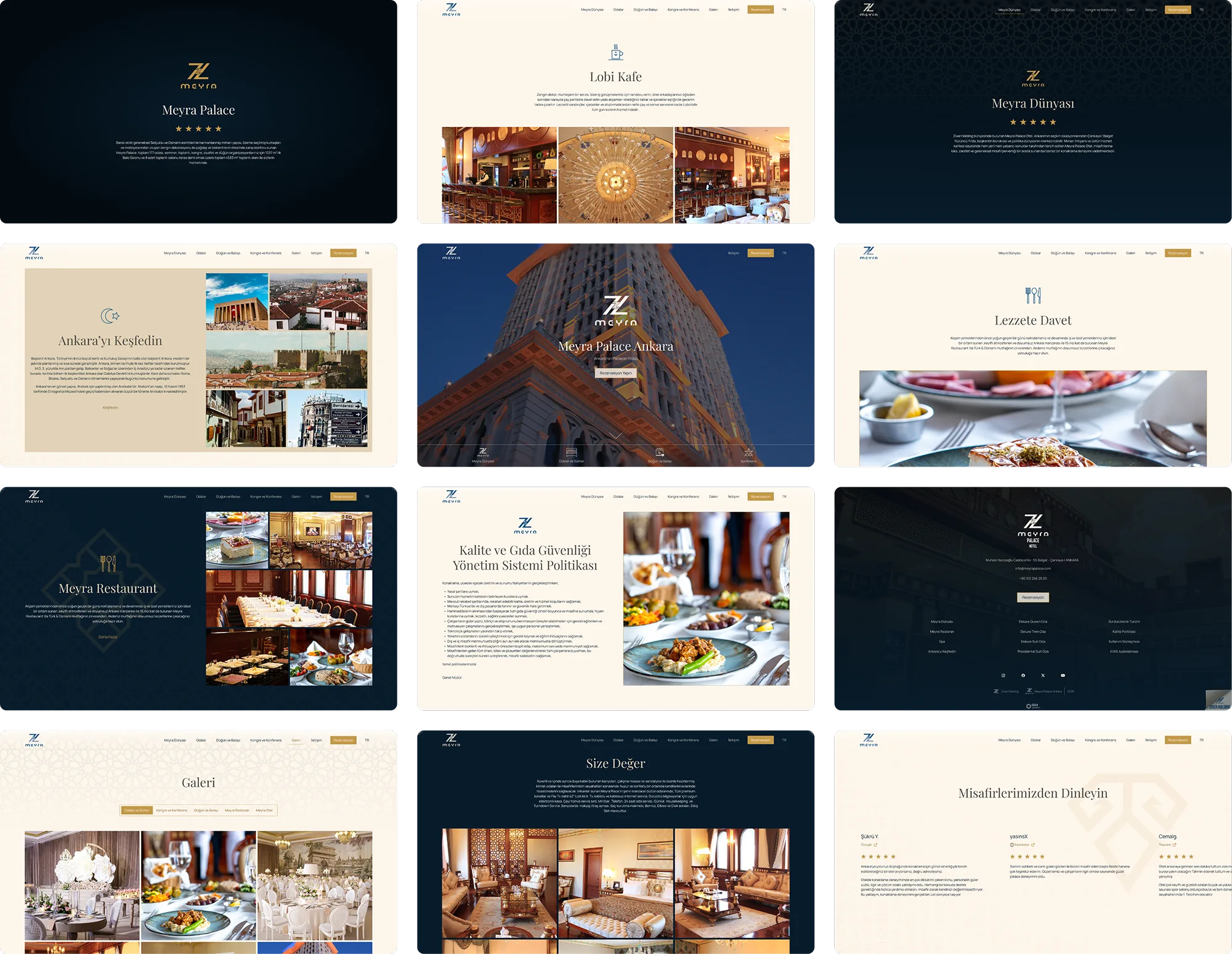 Meyra Palace web sitesi ekranları